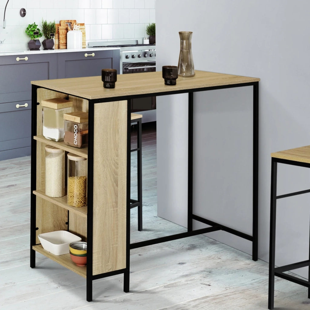 IDMarket - Set di tavolo da bar e 2 sgabelli di design industriale DETROIT