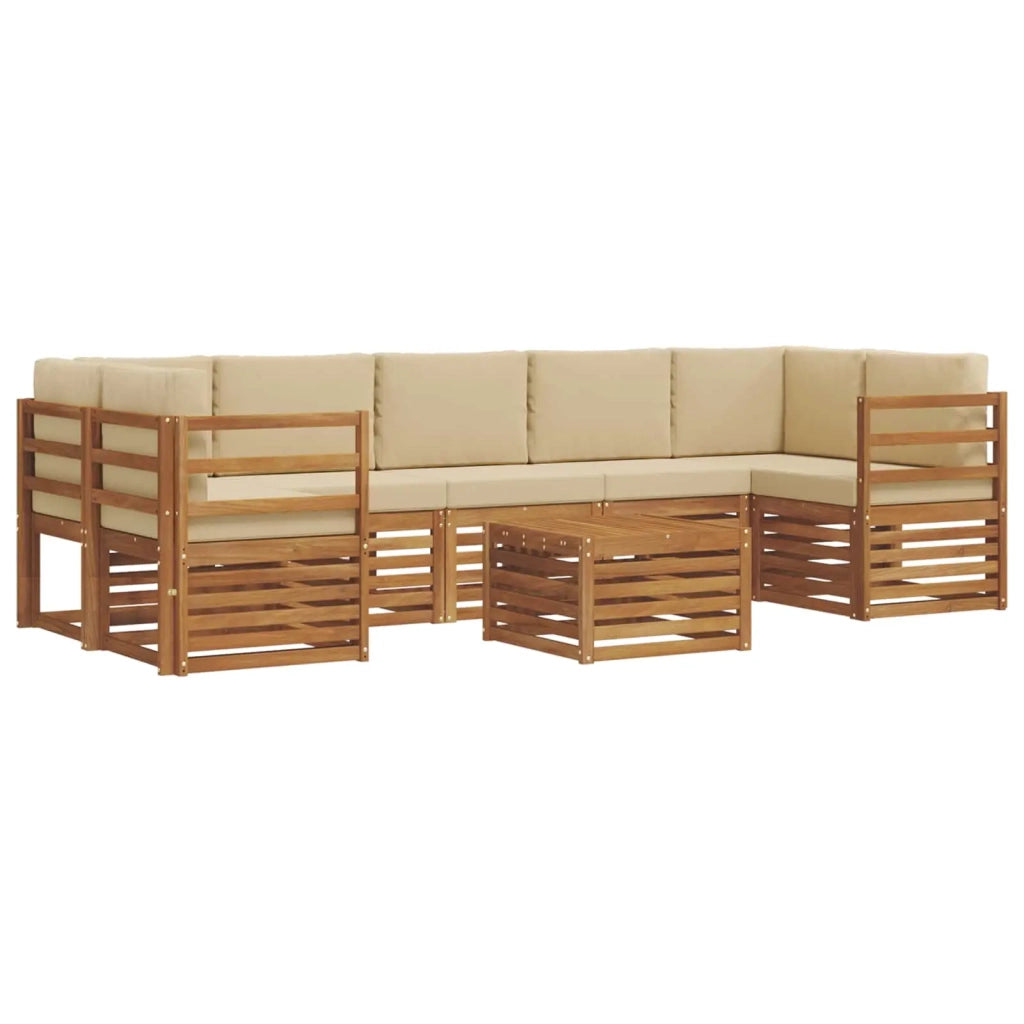 Set di divani da esterno con cuscino 8 pcs Naturale e Beige 3374513