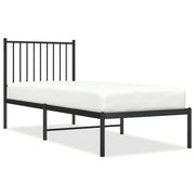 Letto singolo | Letto per adulti | Giroletto con Testiera in Metallo Nero 80x200 cm