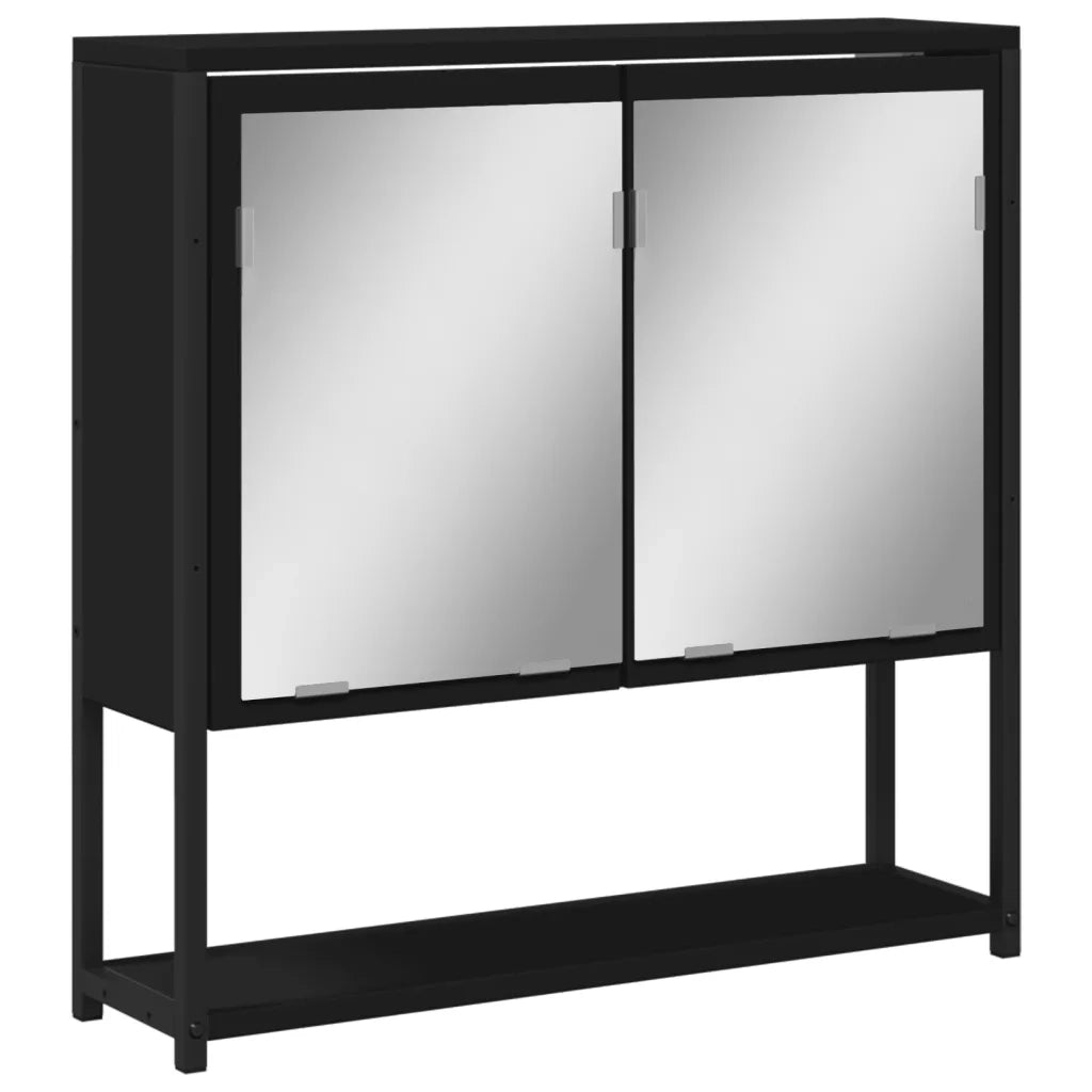 Mobile da Bagno | Armadio da bagno con Specchio Nero 60x16x60 cm Legno Multistrato
