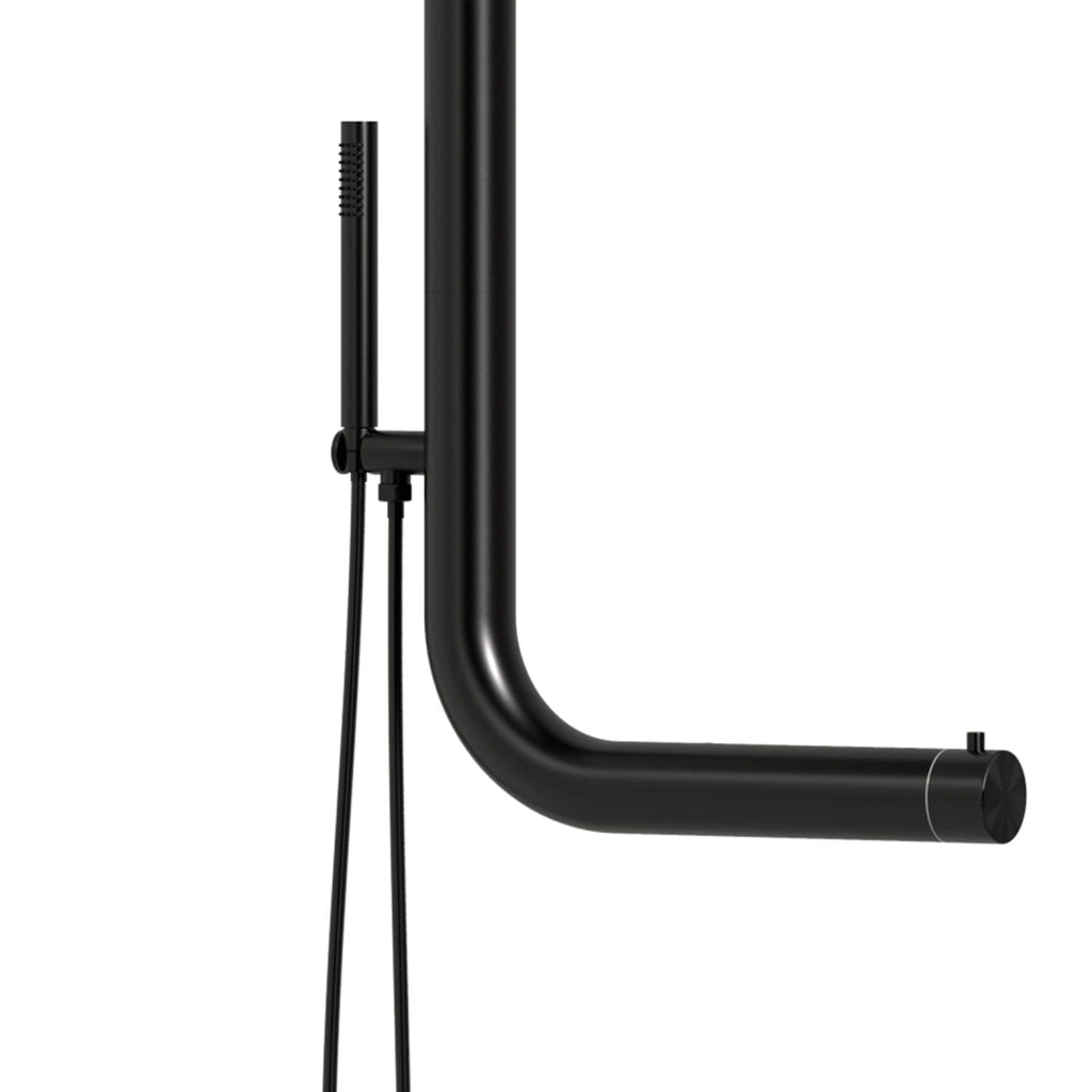 Sined Doccia Nera a Parete in Acciaio Inox AISI 316L Nautico con Miscelatore Soffione Ampio Interni o Esterni Acqua calda e fredda Per Uso Intensivo DOCCIA CABRAS NERA