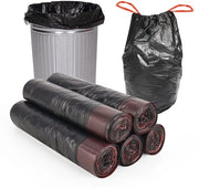 Sacchi di Imballaggio Extra Resistenti - 5 Pacchi da 15 Litri - Antiscivolo - Nero - Corda Portatile - 75 Pezzi - Multifunzionali - Sacchi di Rifiuti