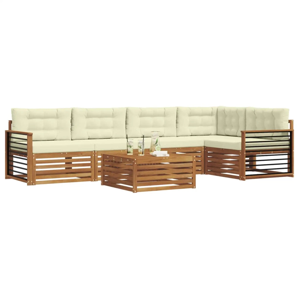 Set di divani da esterno con cuscino 6 pcs Naturale e Crema 3373510