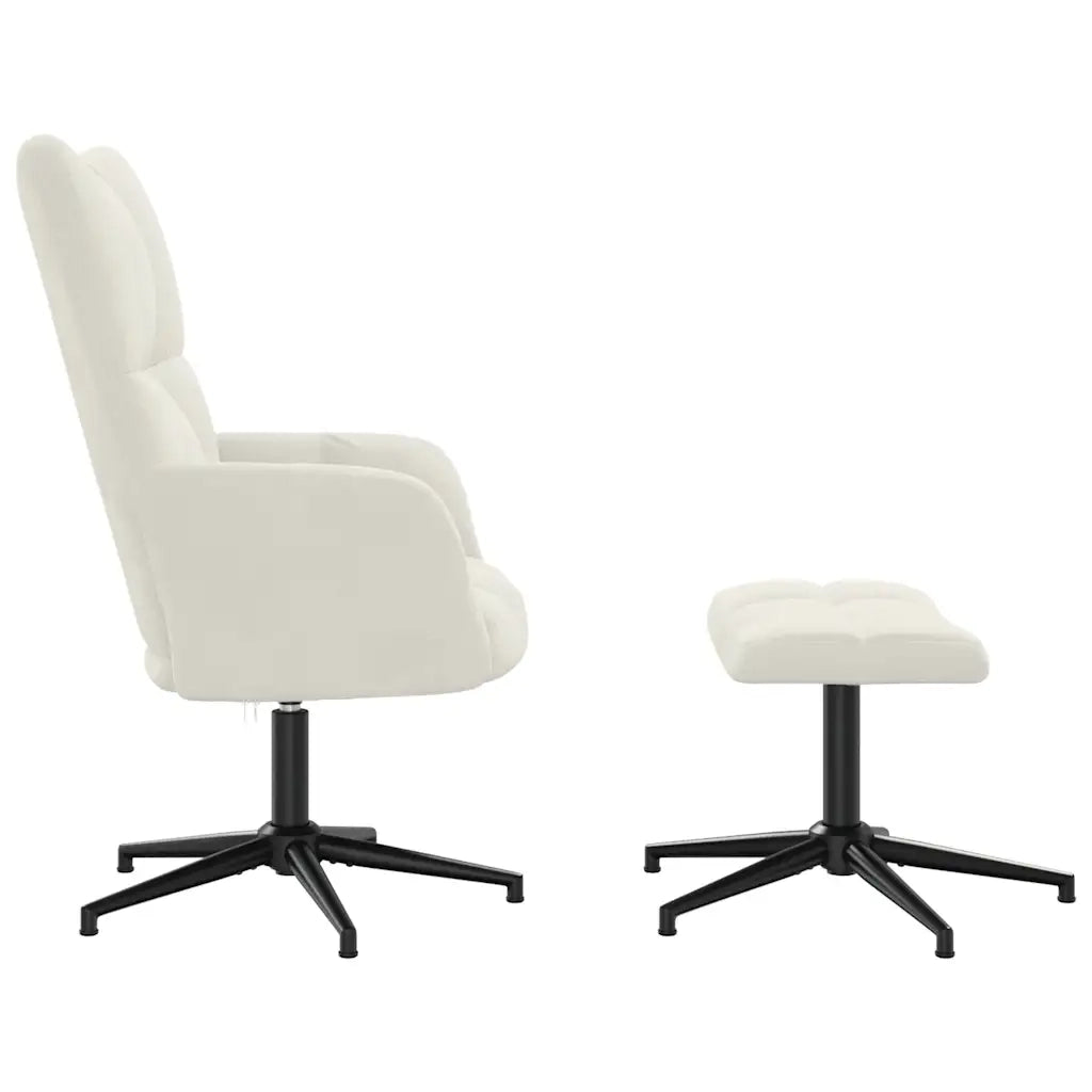 Poltrona Relax con Poggiapiedi Bianco Crema in Velluto cod mxl 21613