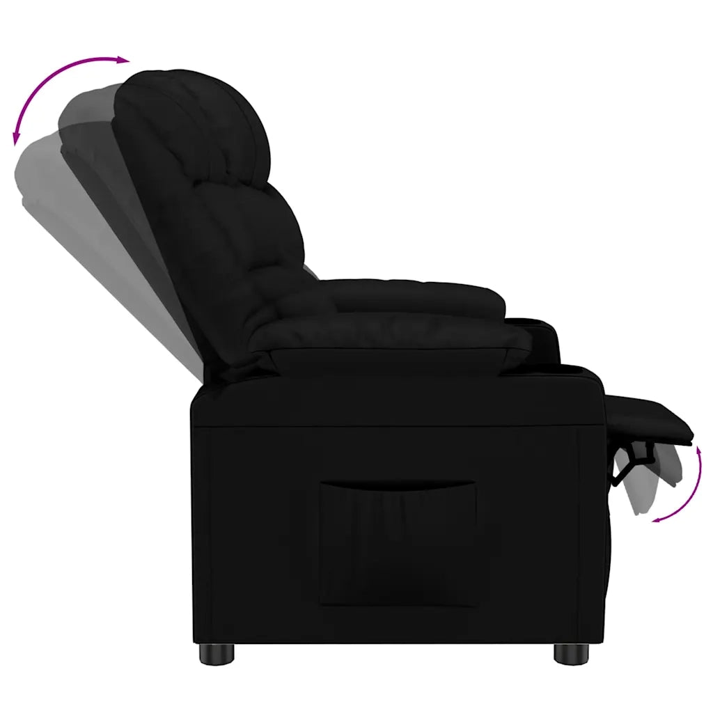 Divano Sedia-Poltrona Reclinabile Nera in Similpelle 572393