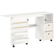 Tavolo da cucito pieghevole ¨C zephmum ¨C con cassetti e ruote bianco