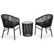 Set da Bistrot 3 pz con Cuscini in Polyrattan Nero 48138