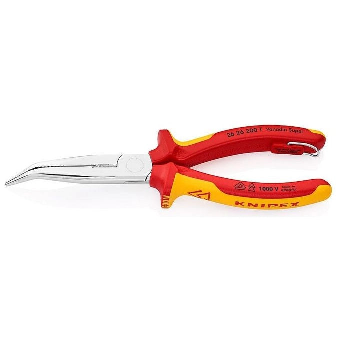 Knipex 26 26 200 T Pinza a becchi mezzotondi con tronchese laterale impugnature isolate VDE 200 mm colore Arancione Rosso