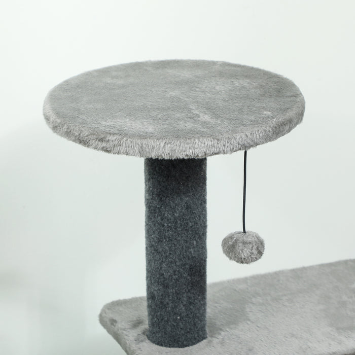 Albero per Gatti Multilivello 103 cm con Cuccia e Tiragraffi in Sisal Grigio