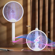 Trade Shop - Racchetta Elettrica Pieghevole Ricaricabile Trappola Zanzara Insetti 4 In 1 Con Luce Uv -