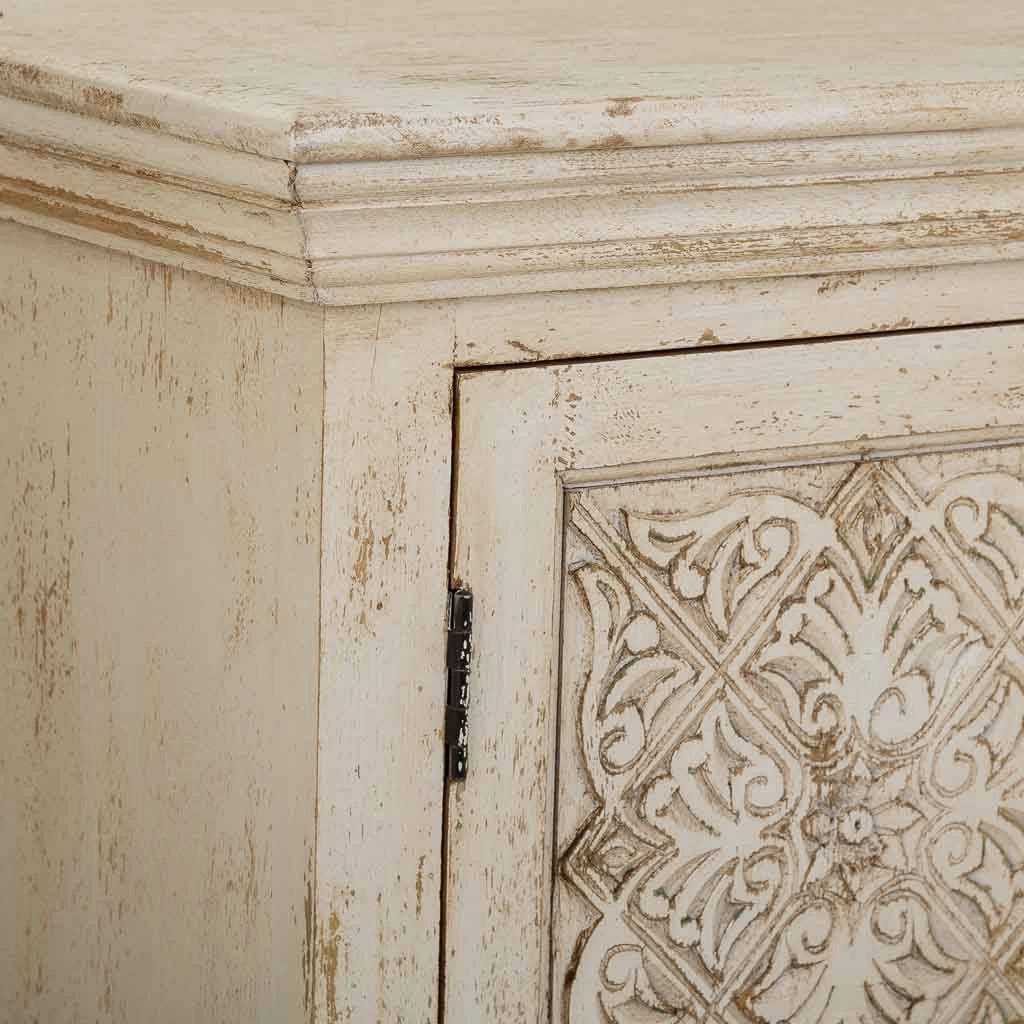 Mobile da ingresso in legno intagliato artigianale, 90x40x90h cm