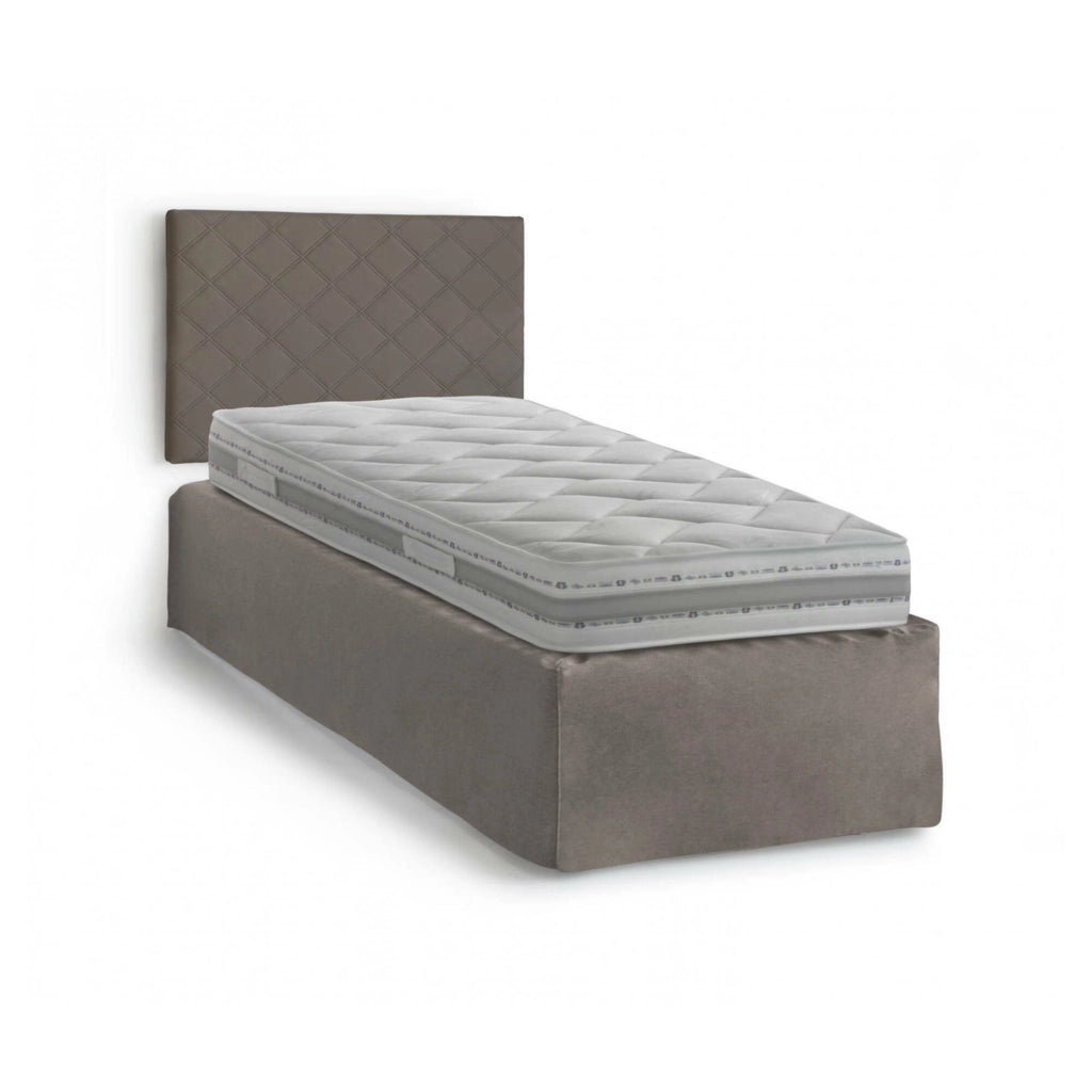 Ascra, Letto Singolo Materasso Incluso Made in Italy, Grigio Tortora
