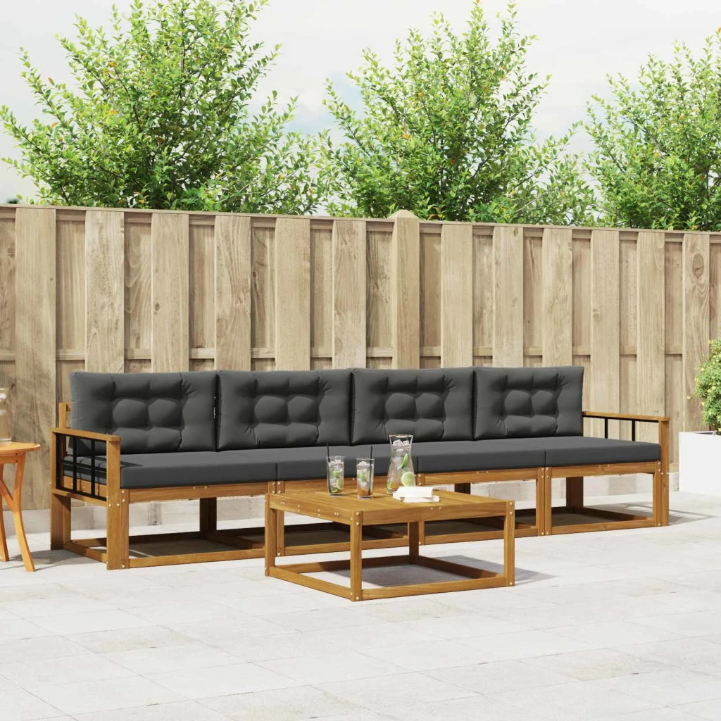 Set di divani da esterno con cuscino 5 pcs Naturale e Antracite