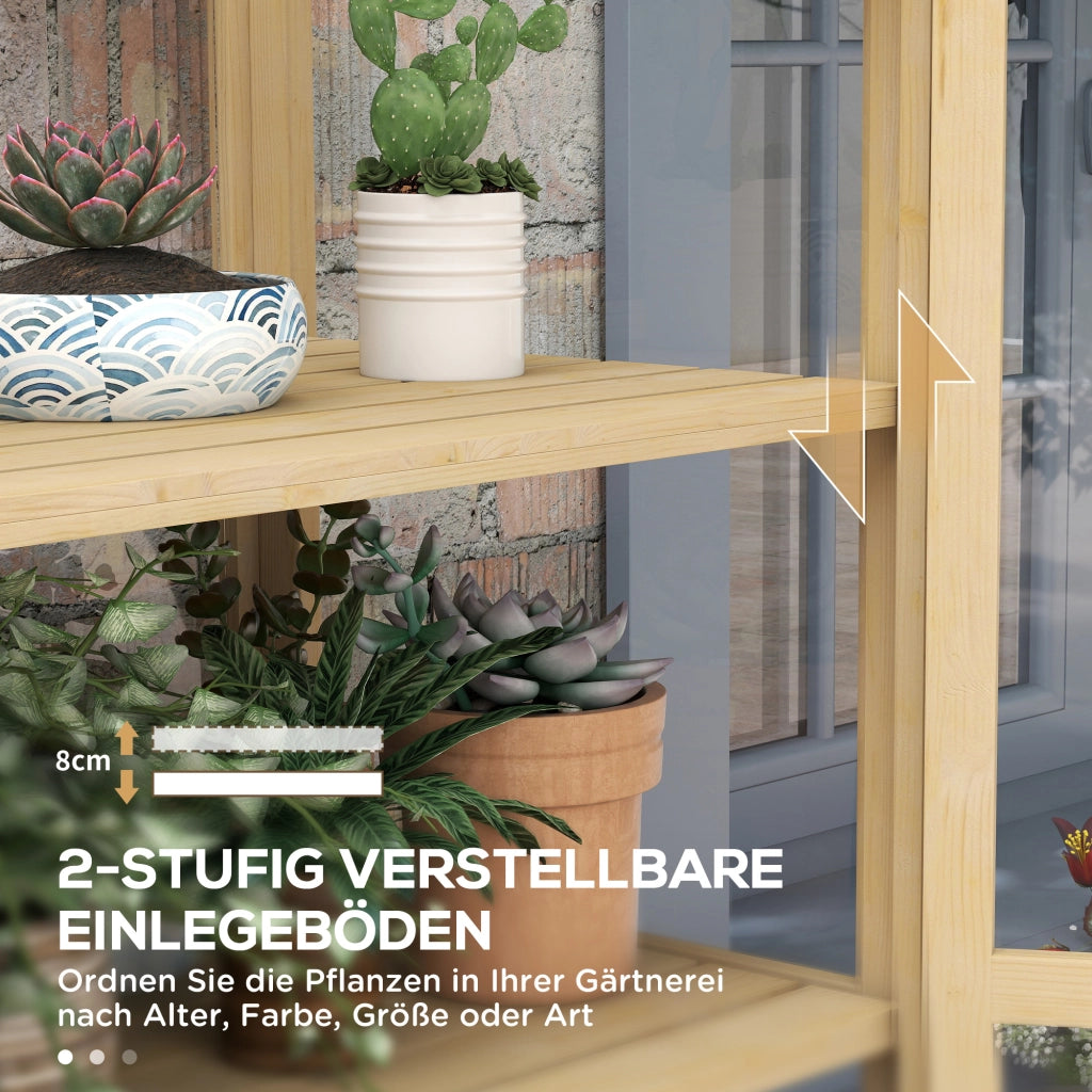 Serra per giardino con scaffale e finestre ¨C zephmum ¨C acrilico, telaio in legno, 100x56x178 cm