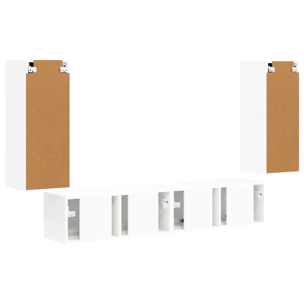 Set di Mobiletto da TV a Parete 4 pcs Bianco Legno multistrato 3408916