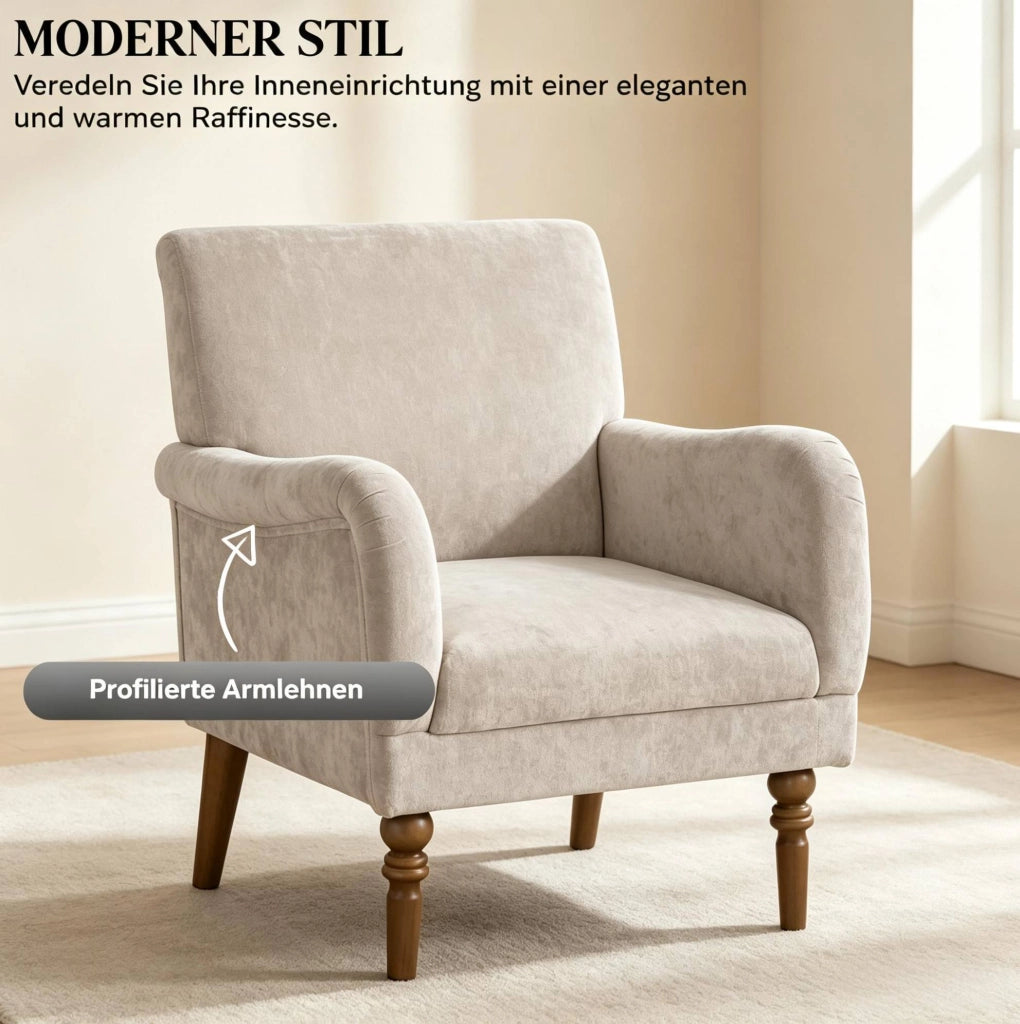 Poltrona lounge a 1 posto in lino grigio con schienale alto