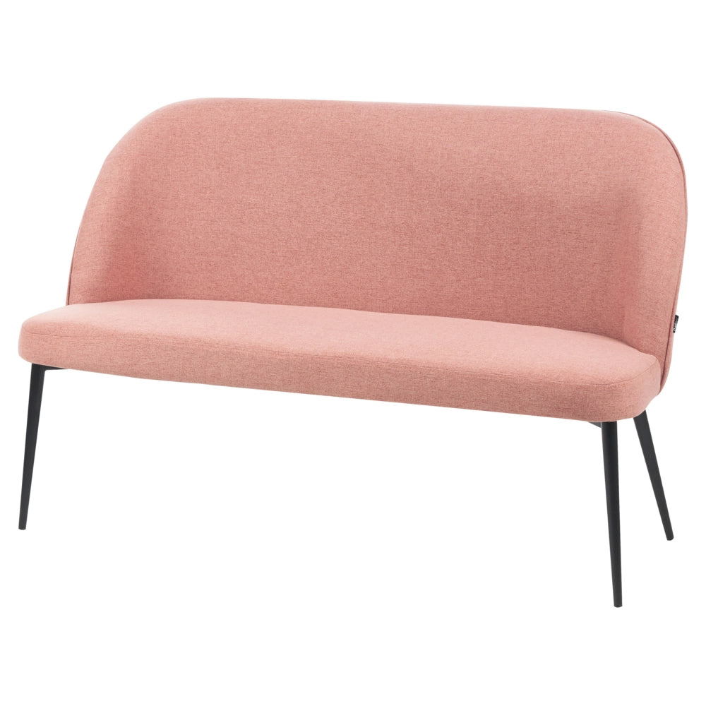 Divano da cucina Rivestimento in tessuto rosa Struttura in metallo a 2 posti Gambe nere Panca
