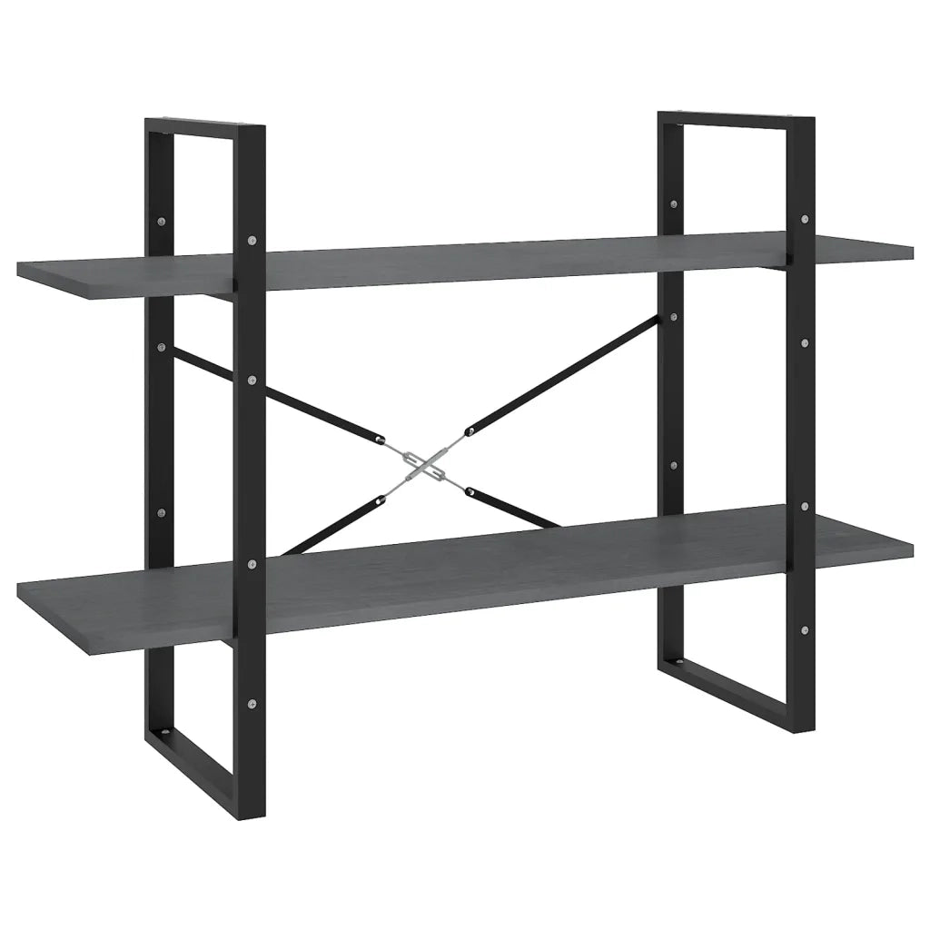 Libreria a 2 Ripiani Grigia 100x30x70 cm in Massello di Pino 806474