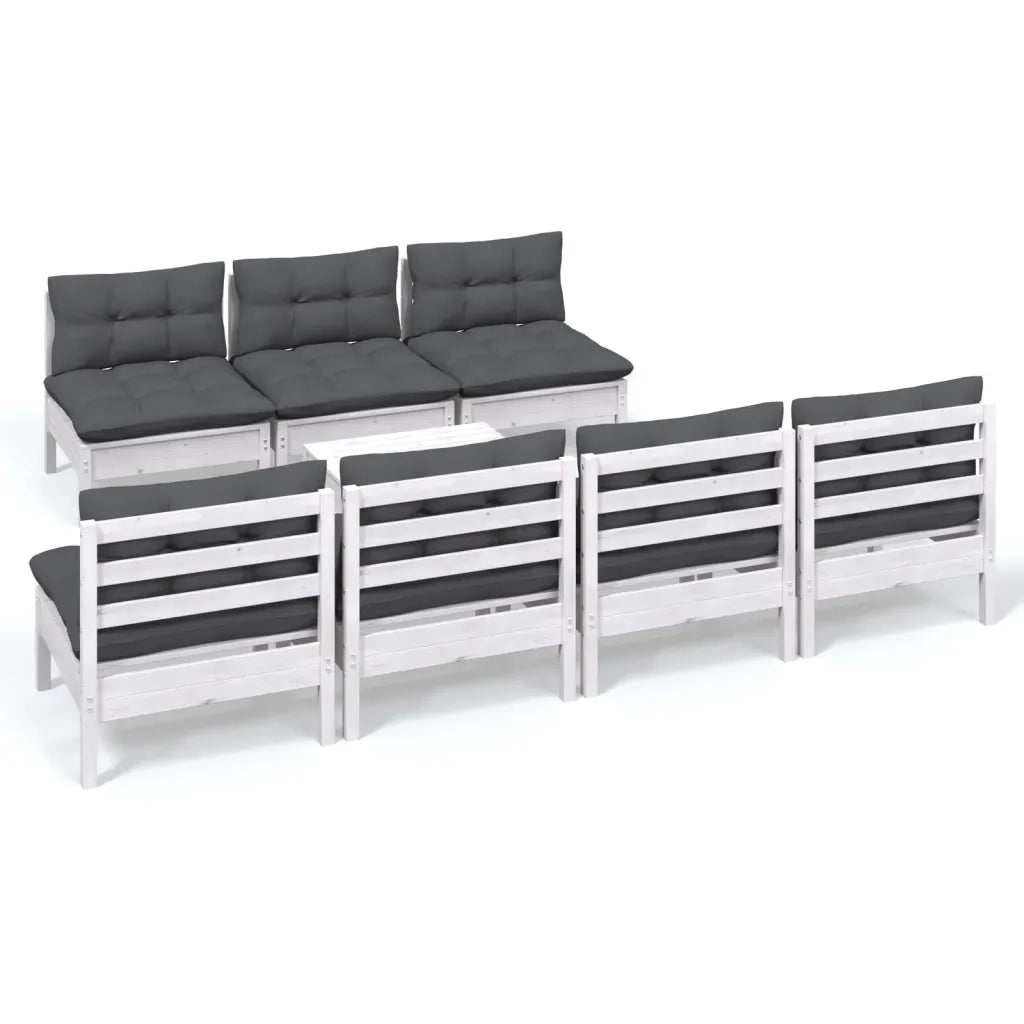Set Divani da Giardino 8 pz con Cuscini Antracite Legno di Pino 3096137