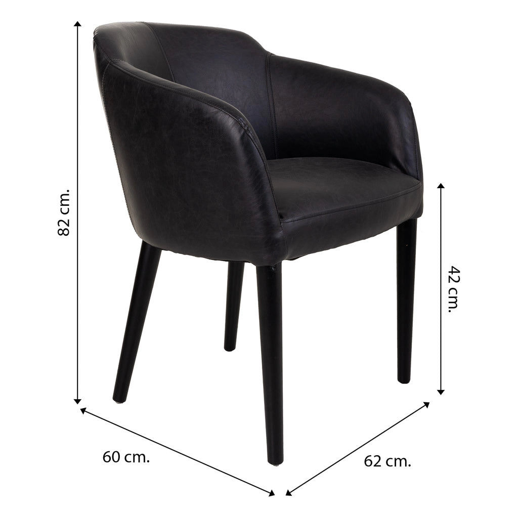 Poltrona in legno imbottita nera 62x60x82h