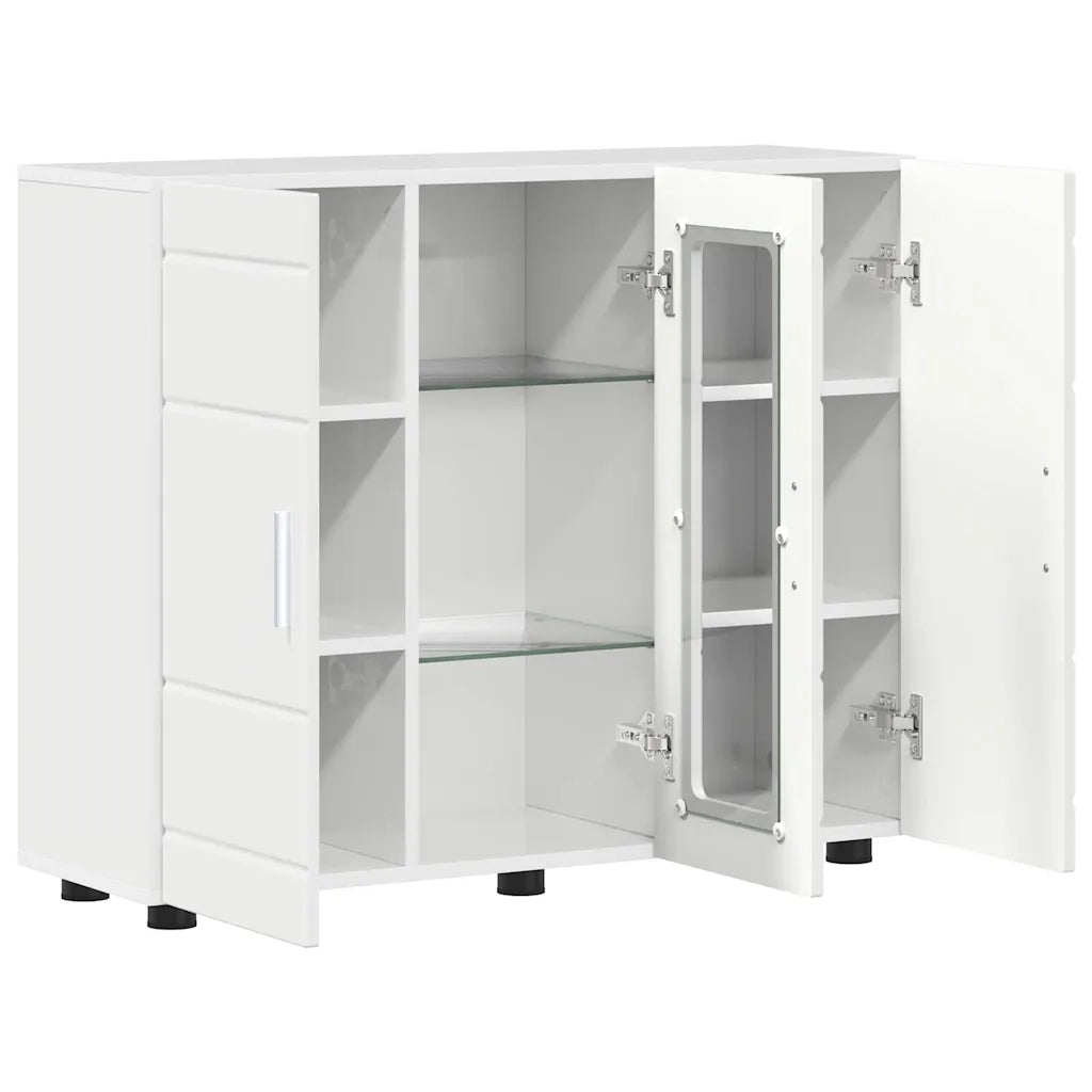Credenza-Buffet-Armadio da cucina Bianco lucido 55,5 x 29 x 100 cm Legno multistrato