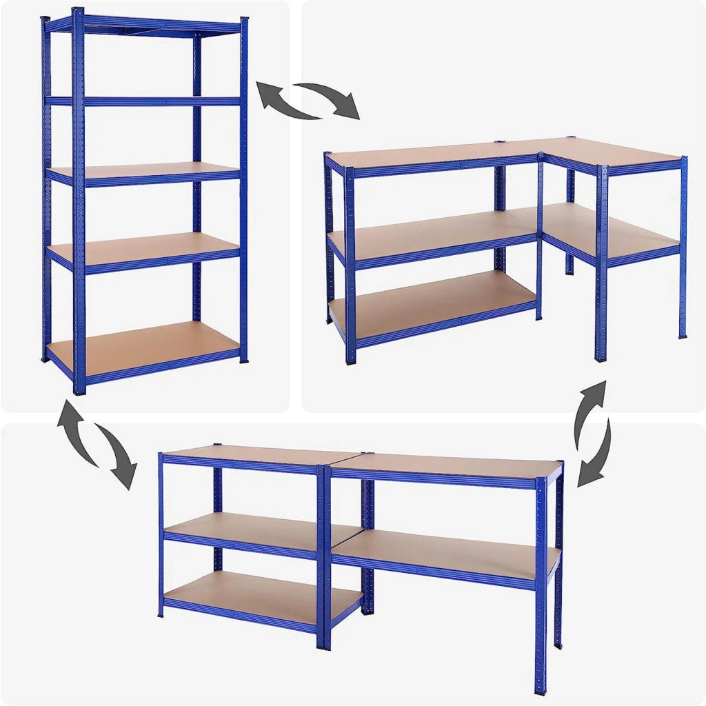 Scaffalatura metallica per carichi pesanti 200 x 100 x 50 cm 5 ripiani portata totale 875 kg (175 kg/ripiano) ripiani regolabili per garage/cantina nero 12_0005595