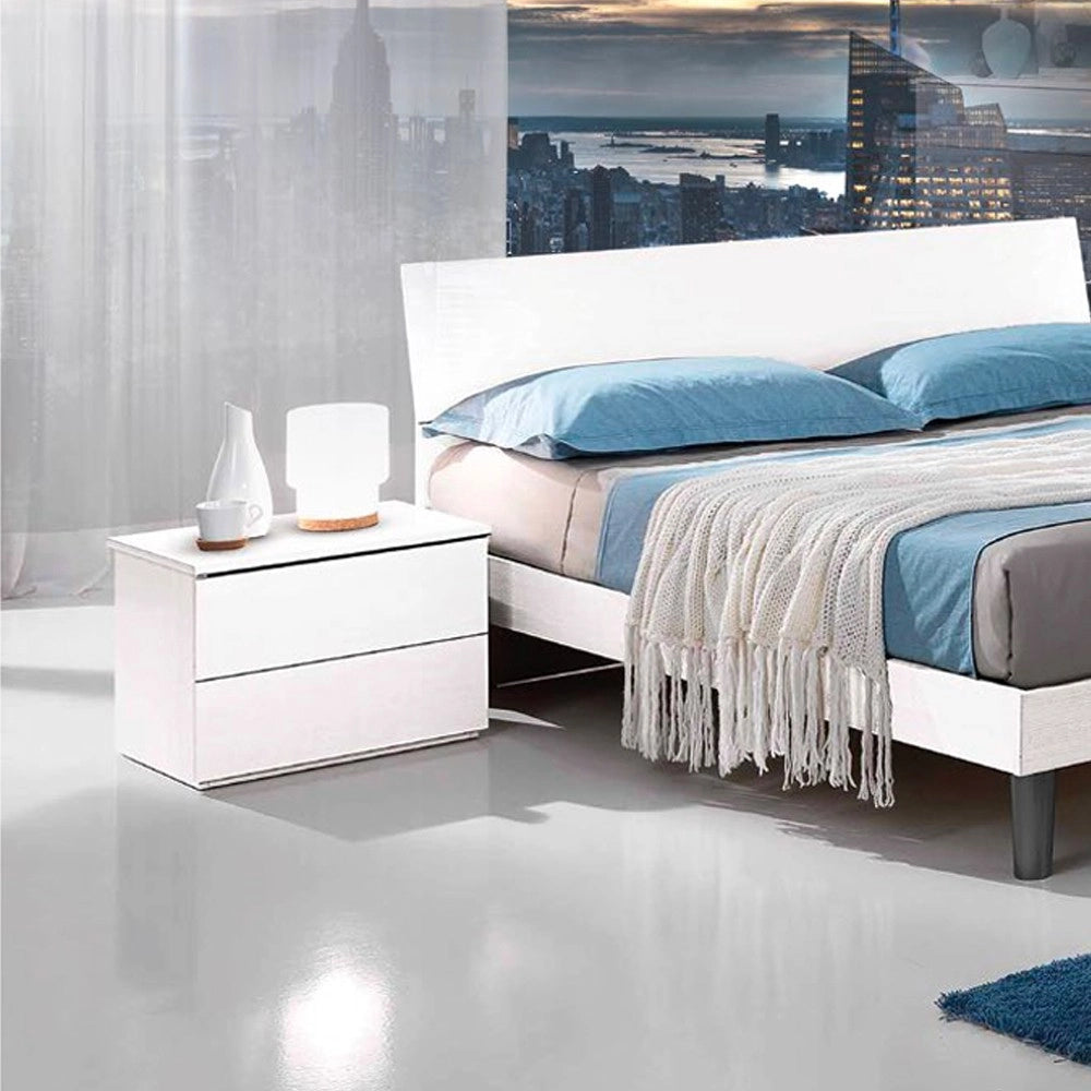 Comodino 2 cassetti bianco Manitoba