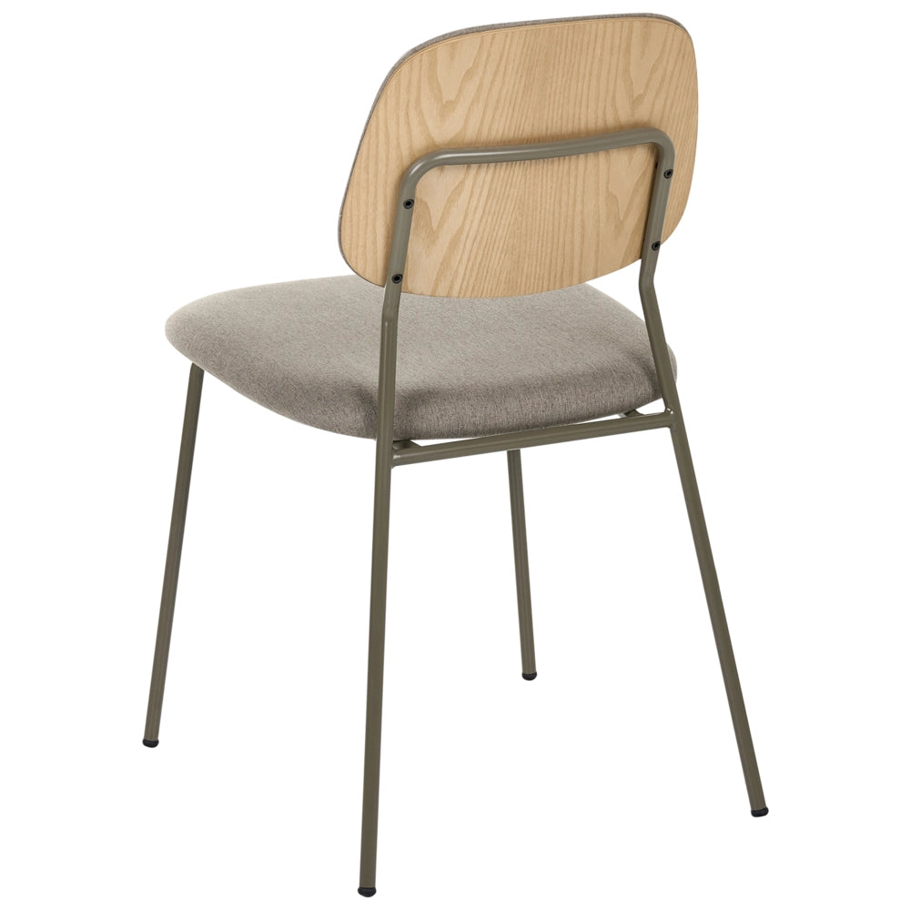 Set di 4 sedie da pranzo tortora con gambe in ferro e rivestimento in poliestere nero senza braccioli design moderno e minimalista