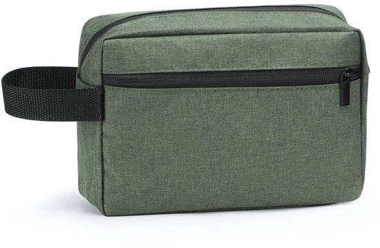 Toilette portatile per uomo, tas cosmetico da viaggio, schermo per rasatura impermeabile all'acqua con maniglia, grande capacità di stoccaggio (verde)