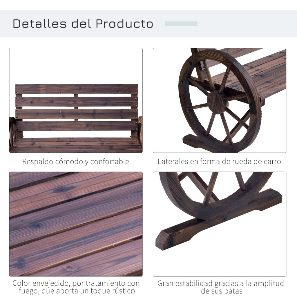 Panchina Giardino in Legno ¨C zephmum ¨C Carbonizzato 105.5x56x79 cm