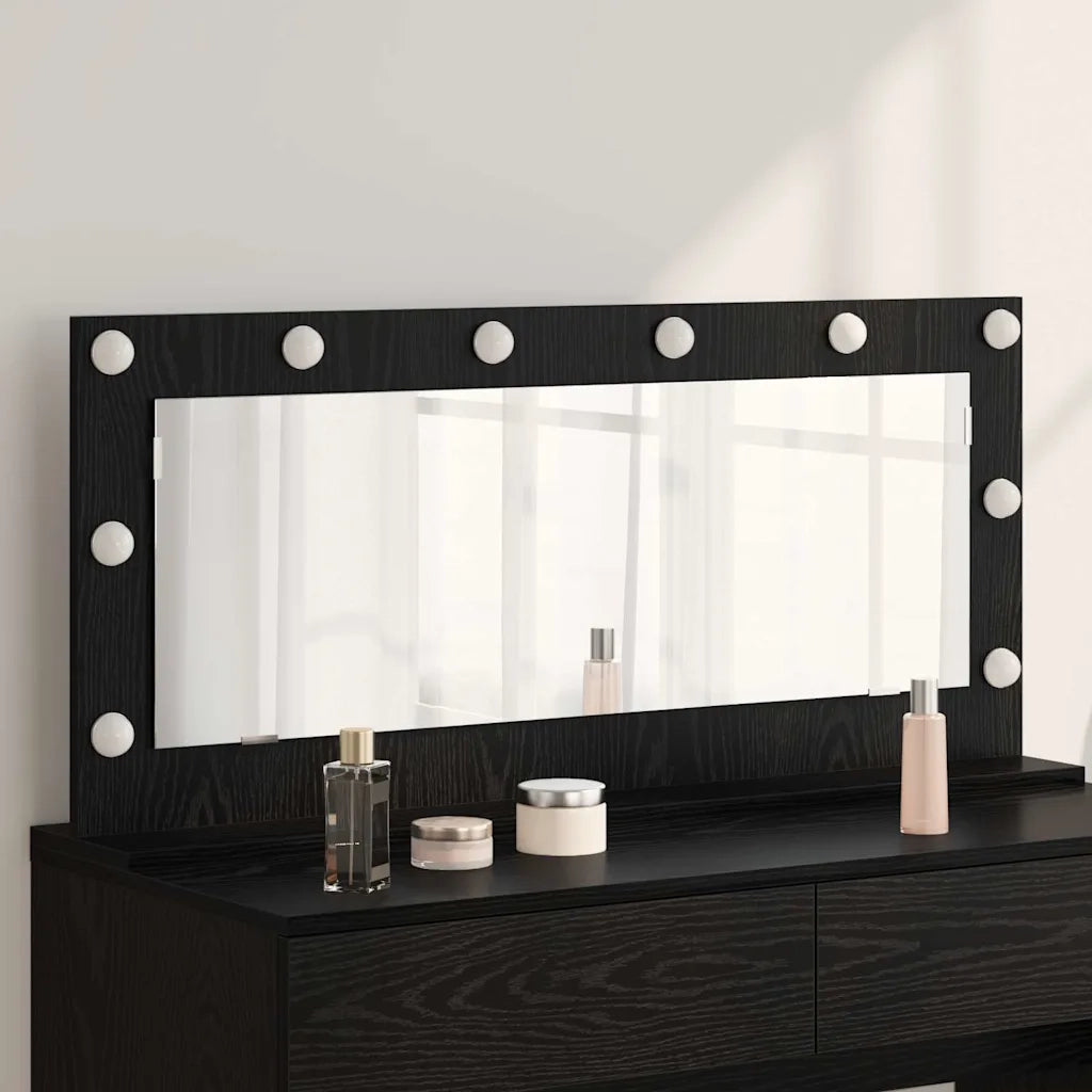 Specchio da Vanità Rettangolare Rovere Nero 100 x 45 x 18 cm 868326
