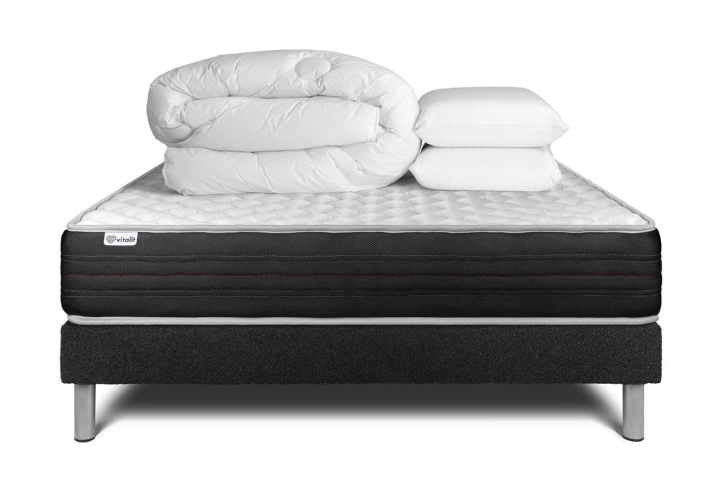 Pacchetto letto completo - Materasso 160x200cm + Box spring con doghe (kit) + 2 cuscini + Piumino - Vitalmemo One