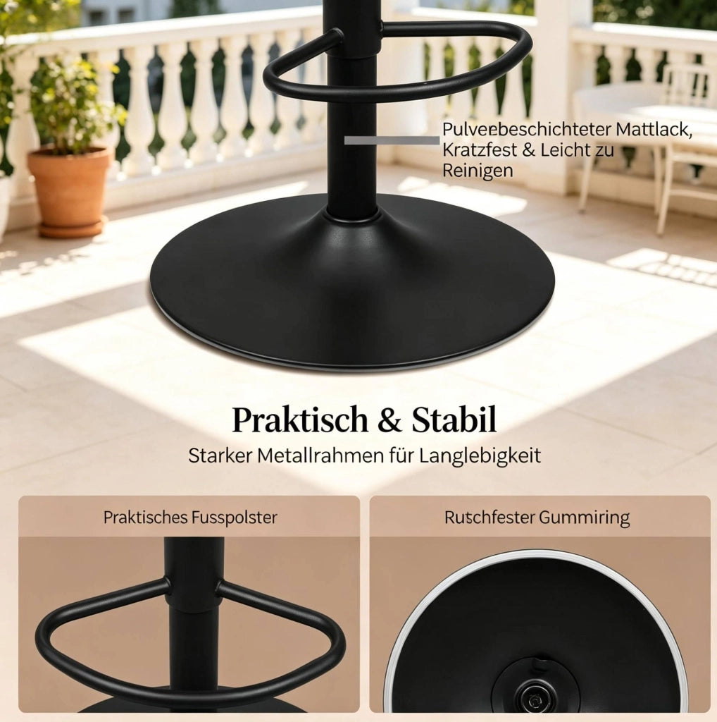 Sgabello da bar regolabile 41x41x84-109 cm in similpelle antracite, set da 2