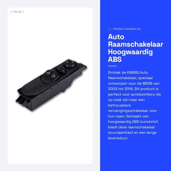 Auto Raamschakelaar di Alta Qualità ABS - Duraturo e Affidabile - 15 x 5 x 5 cm - Interruttore di Ricambio - Adatto per W639 - Per 2003-...