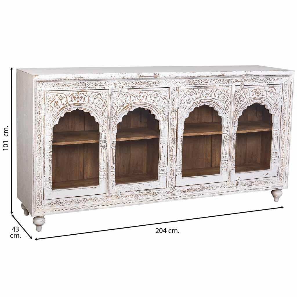 Credenza in legno bianco 204x43x101