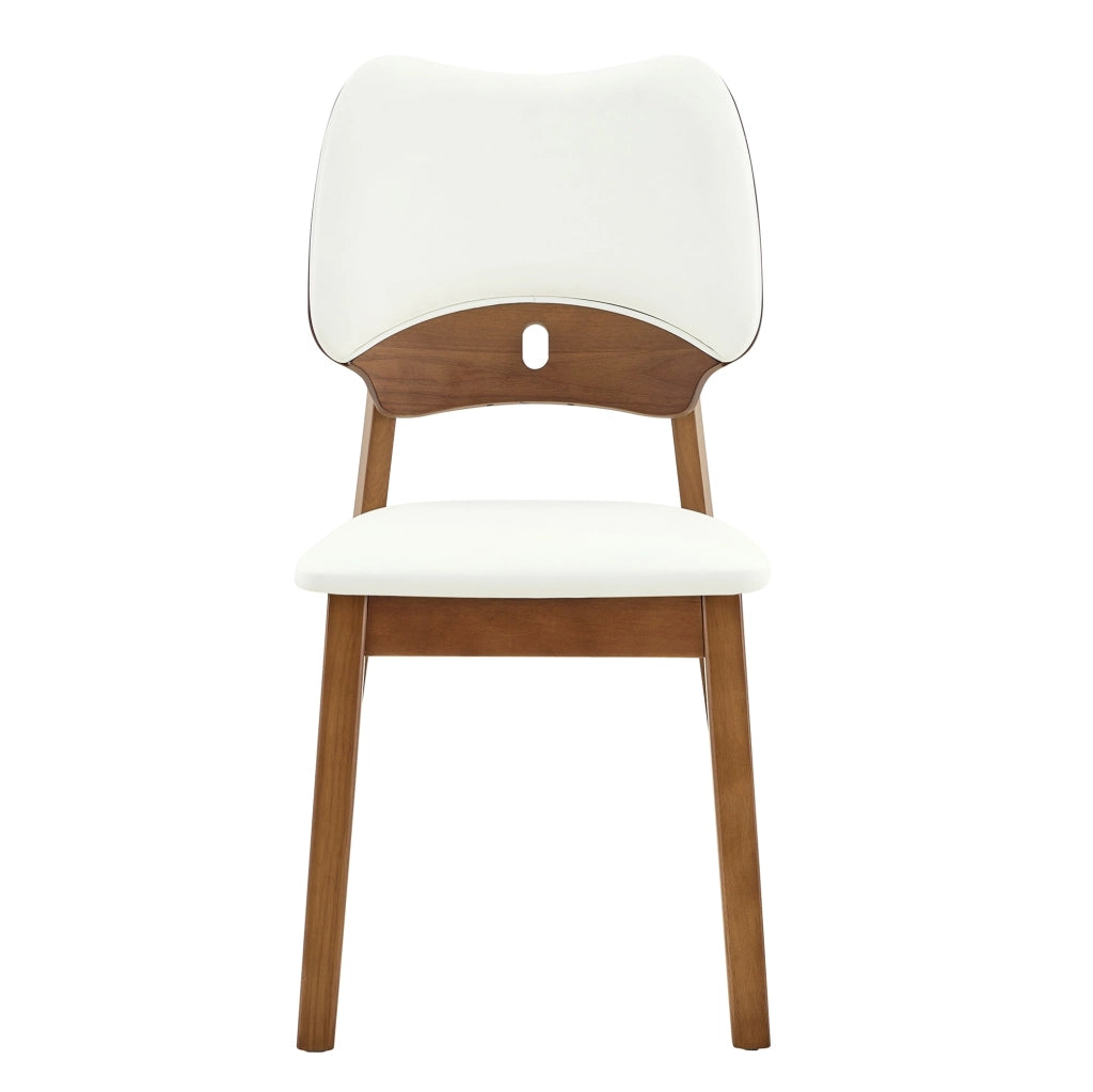Set di 2 sedie da pranzo con schienale a farfalla; seduta imbottita in legno; bianco
