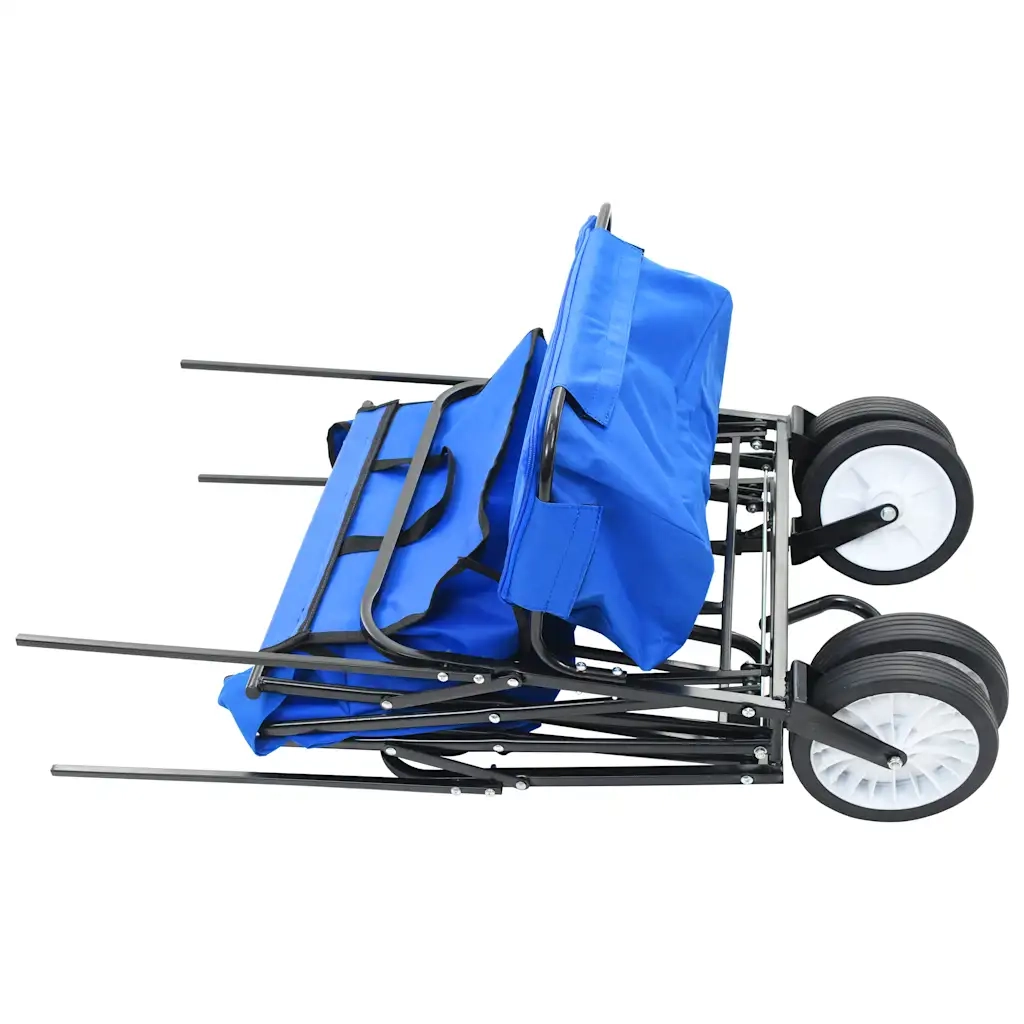 Carrello Pieghevole a Mano con Tettuccio in Acciaio Blu CFW9444641