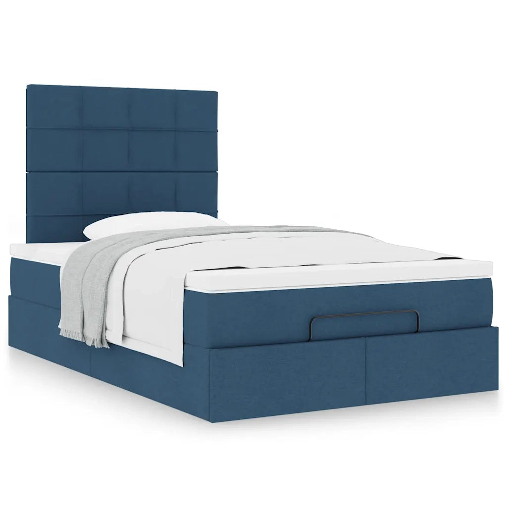 Struttura Letto Pouf con Materasso Blu 120x200 cm in Tessuto 3313153