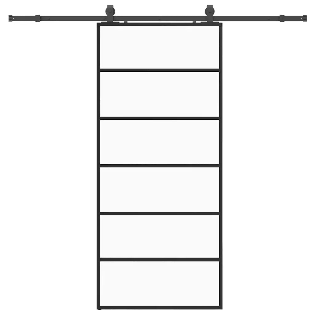 Porta Scorrevole con Ferramenta Nera 90x205 cm in Vetro ESG 3375928