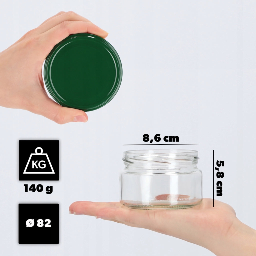 Barattoli per conserve KADAX Denia 250 ml 10 pezzi 82 mm + coperchio verde