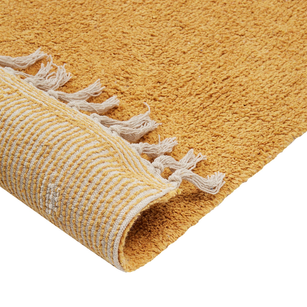 Tappeto per bambini in cotone colore giallo 140 x 200 cm con puntini multicolori Rettangolare