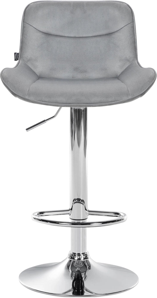 Set di 2 sgabelli da bar Vonore in velluto grigio,cromo