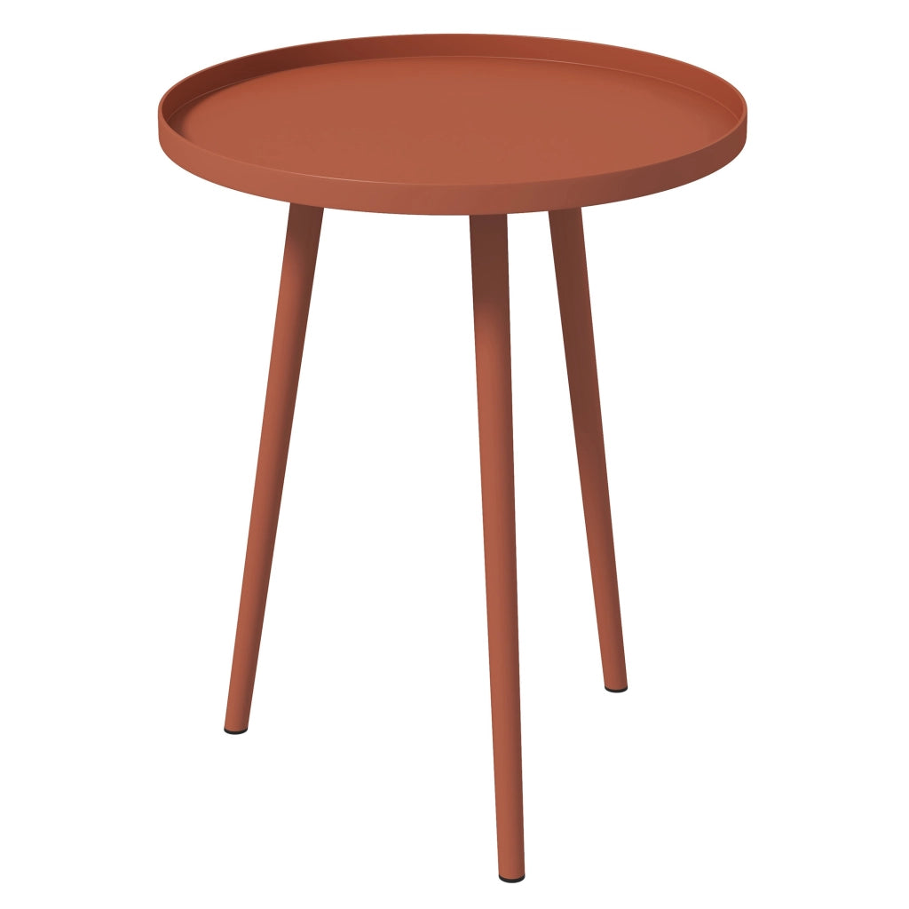 Tavolino da giardino rotondo ¨C Zephmum ¨C Rosso, acciaio, ?40x50 cm