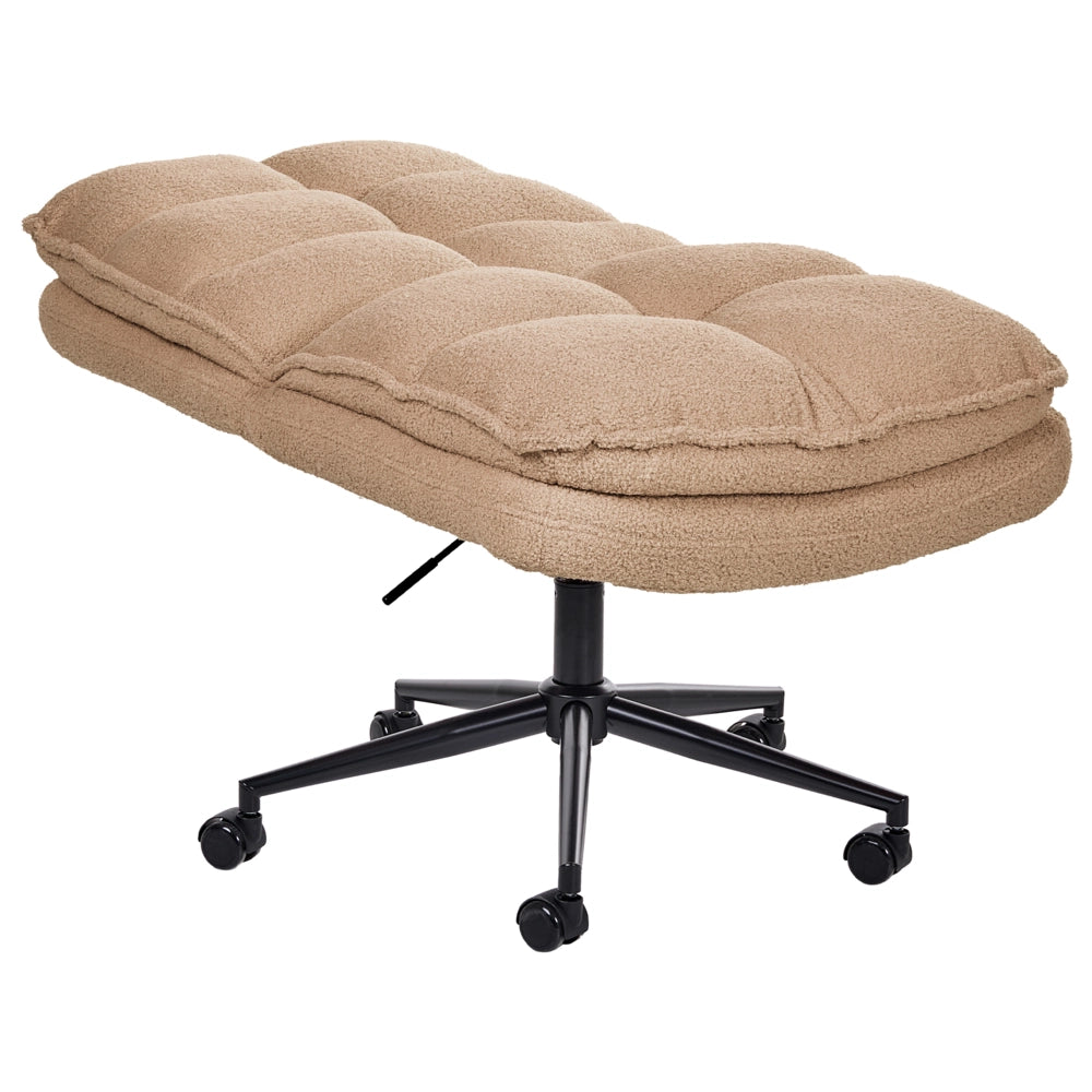 Sedia da scrivania per ufficio Rivestimento in Boucle beige sabbia Regolazione dell'altezza del sedile Imbottitura girevole reclinabile