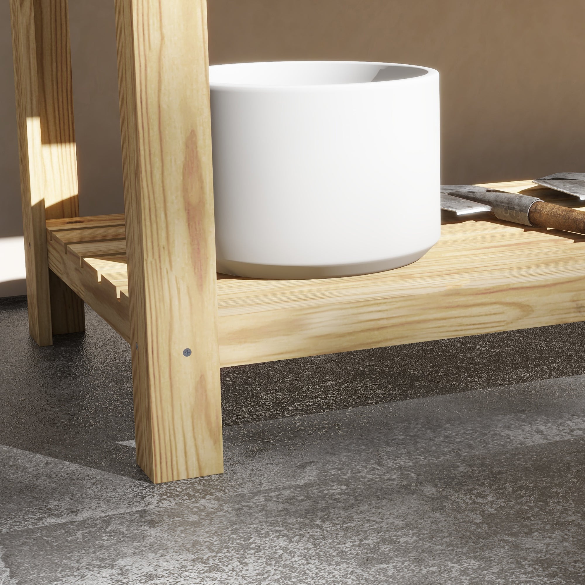 Fioriera Rialzata 115x46x75 cm con Ripiano Inferiore Divisorio Fori di Drenaggio in Legno