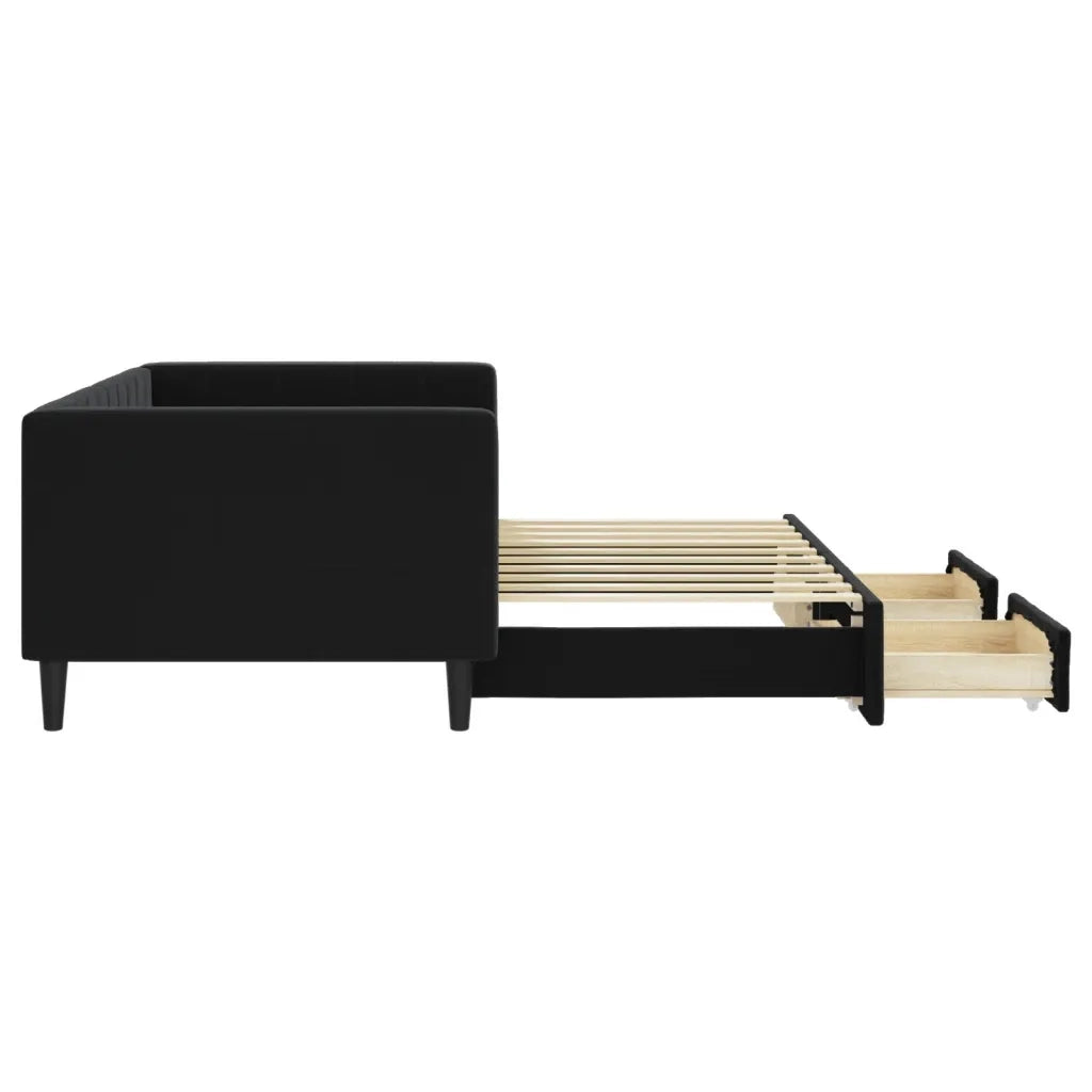Divano Letto Estraibile con Cassetti Nero 90x190 cm in Velluto 3196754