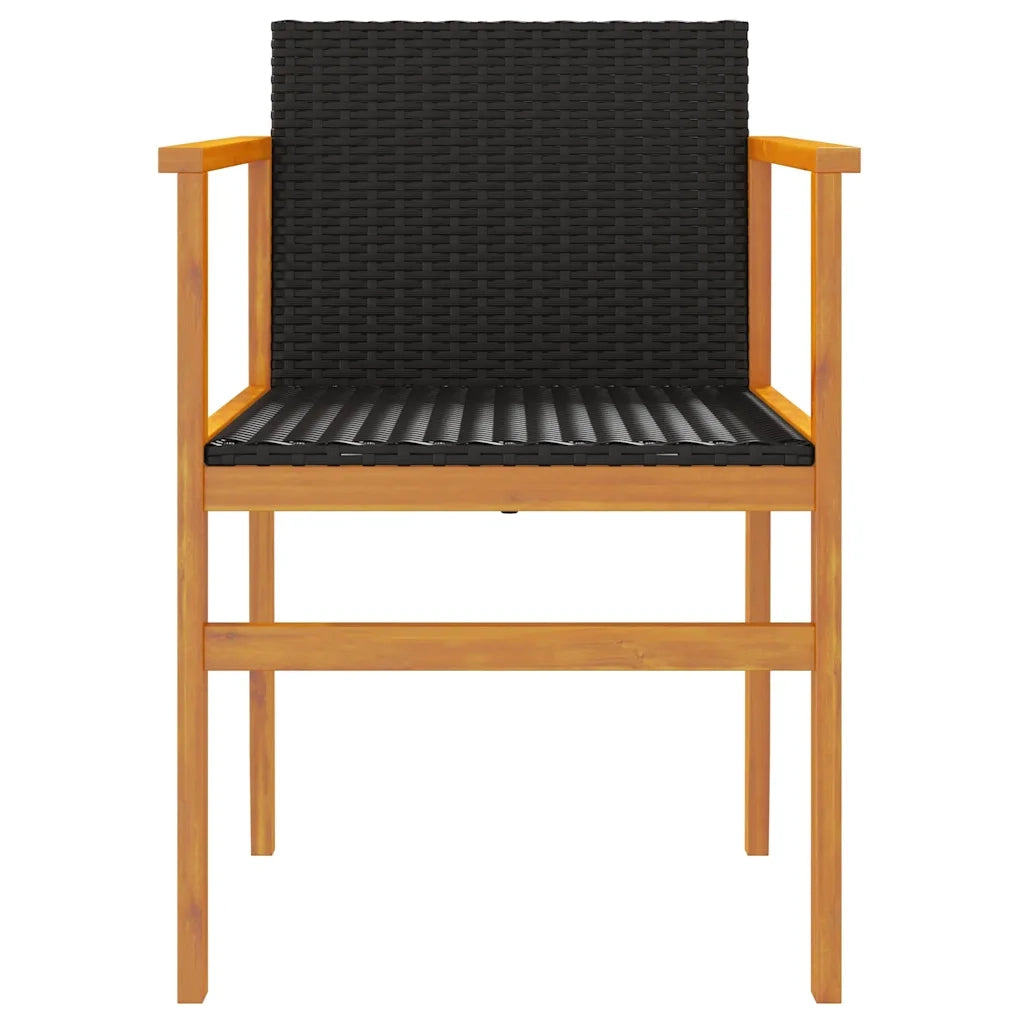 Sedie da Giardino 2 pz | Sedie da Esterno Nere in Polyrattan e Legno Massello