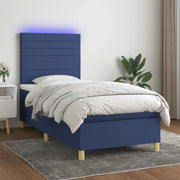 Letto a Molle con Materasso e LED Blu 90x200 cm in Tessuto 3135491