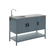 Mobile da esterno in acciaio con lavandino, 120cm, blu grigio