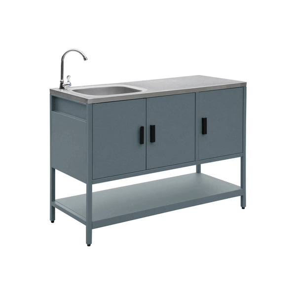 Mobile da esterno in acciaio con lavandino, 120cm, blu grigio